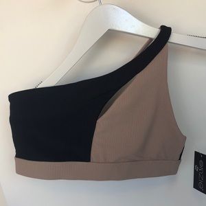 Onzie one-shoulder Sutra Bra with flirty slit detail in the front and dual strap